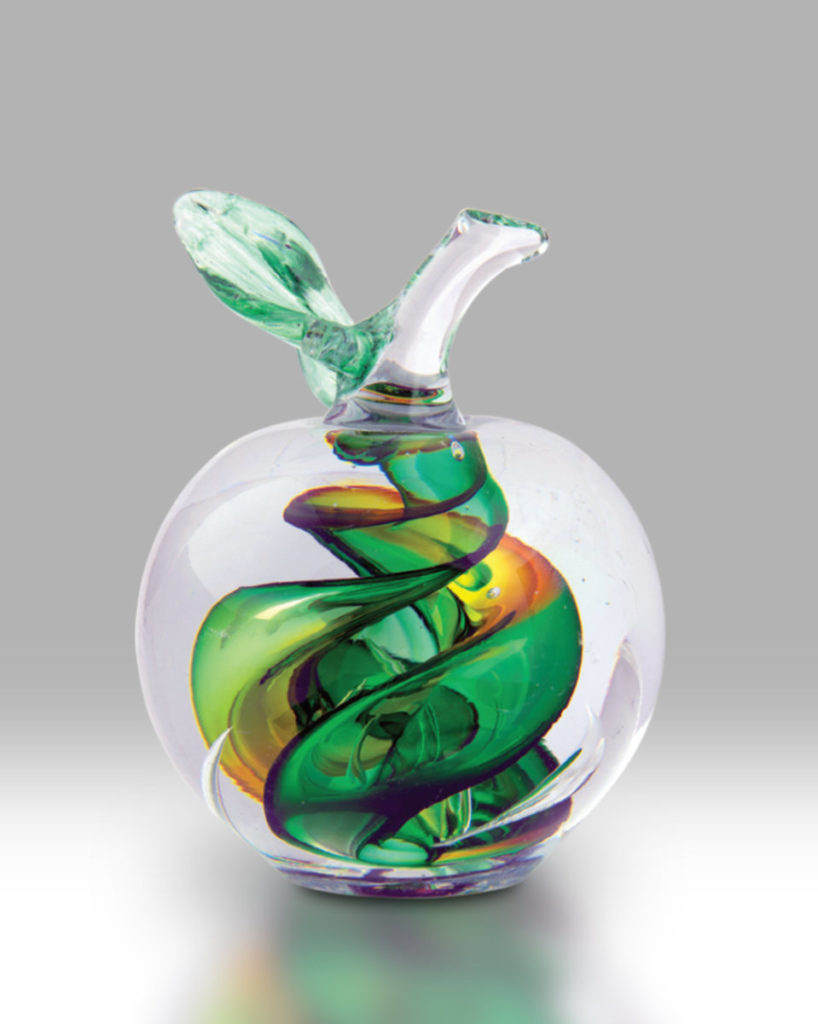Crystal Fruit Paperweight Green/Amber Apple Nobile Glass & Giftware