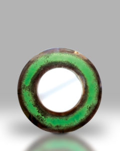 Round Mirror – Green Rustic