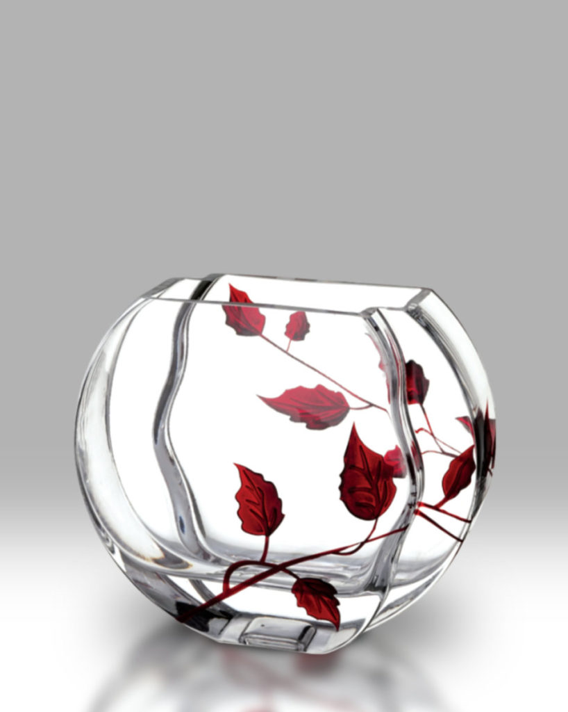 Ruby Leaf 16cm Circle Vase Nobile Glass & Giftware