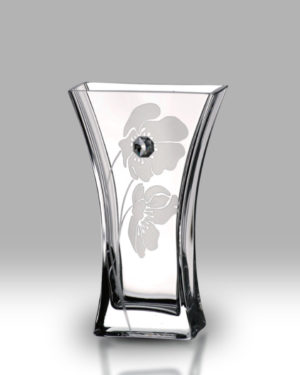 Crystal Diamond Poppy 23cm Flat Flared Vase