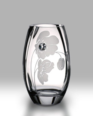 Crystal Diamond Poppy 20cm Round Vase